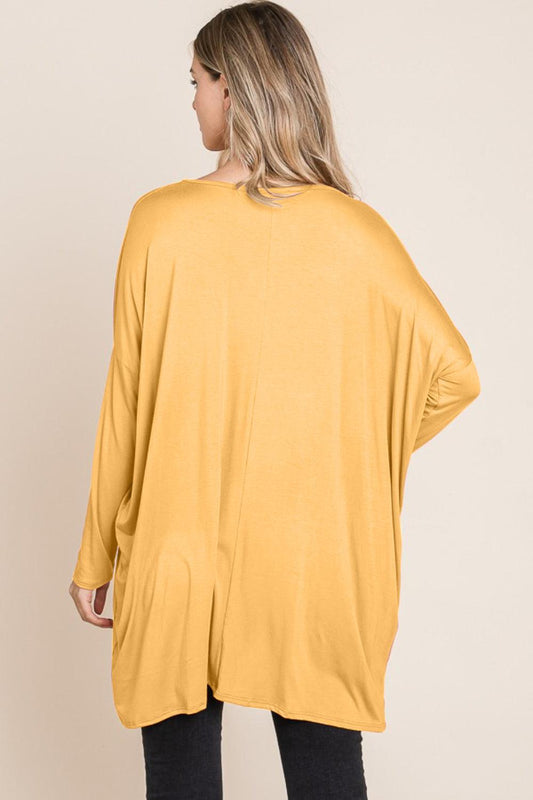BOMBOM Round Neck Long Sleeve Oversized Top Carauana Store