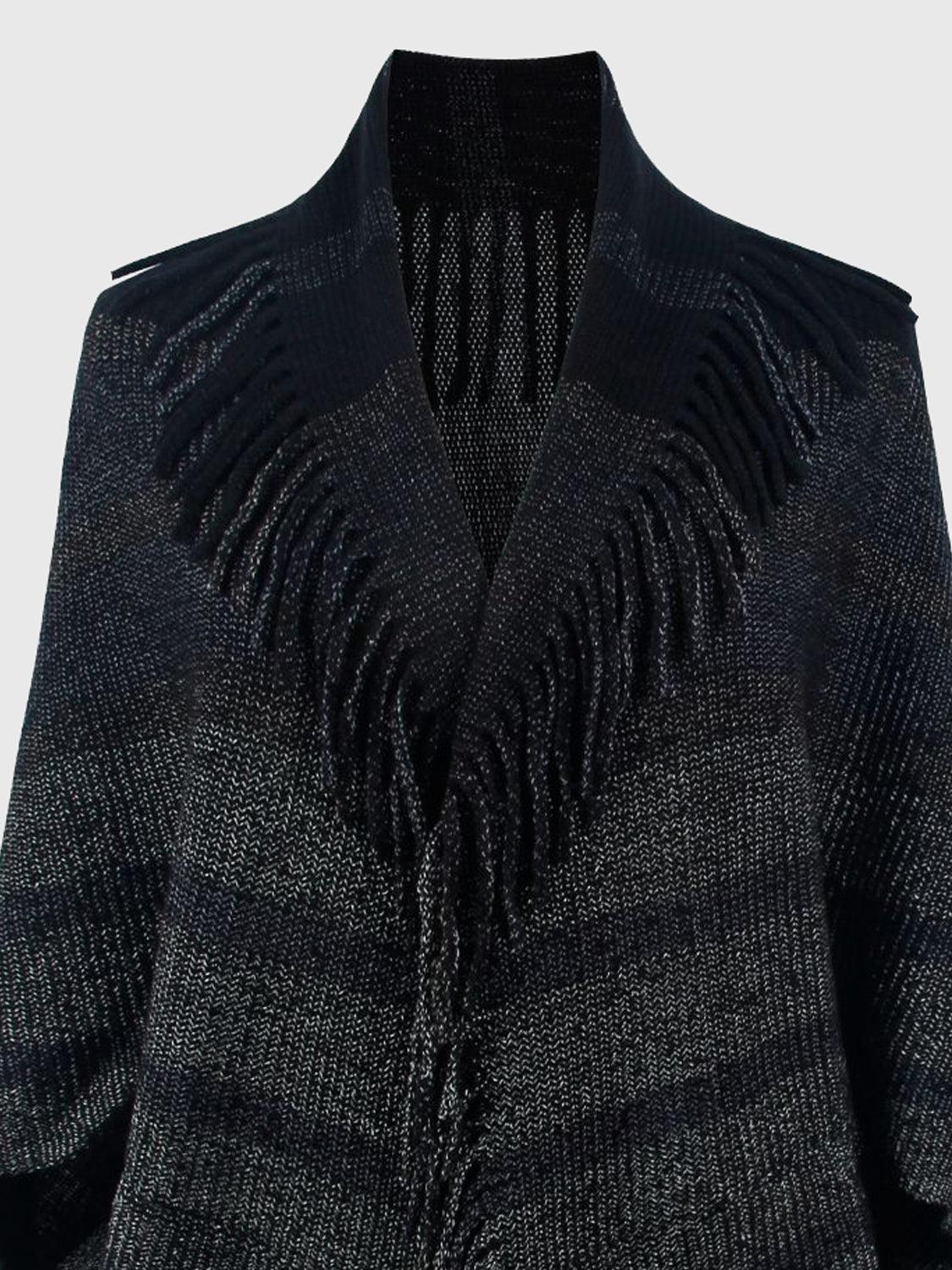 Fringe Detail Open Front Poncho Carauana Store