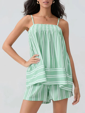 Smocked Square Neck Cami and Shorts Set