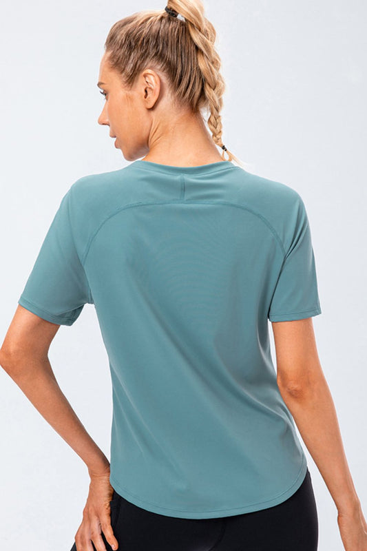 Round Neck Raglan Sleeve Active Tee Carauana Store