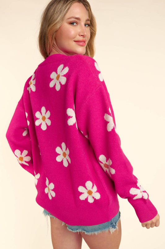 Haptics Full Size Daisy Floral Button Down Long Sleeve Cardigan Carauana Store