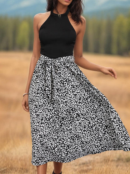 Leopard Halter Neck Midi Dress Carauana Store