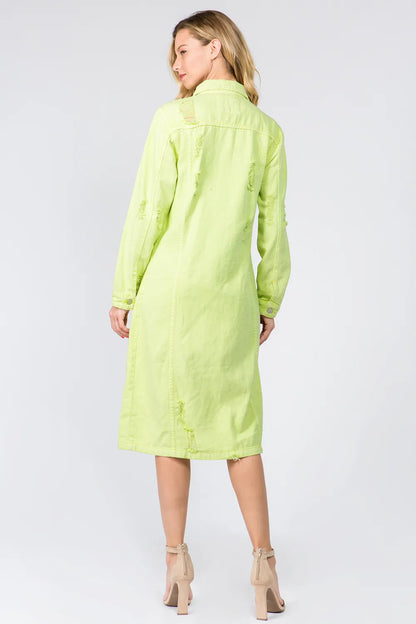 American Bazi Button Up Distressed Denim Dress Carauana Store