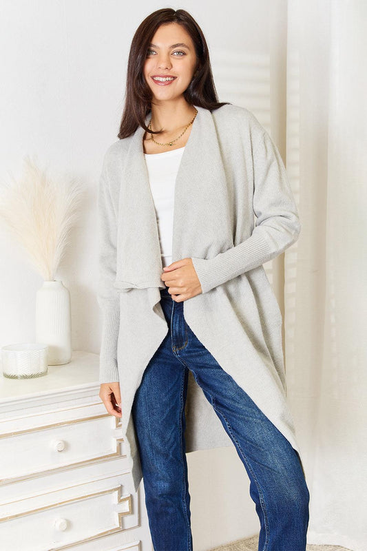 Angel Wings Open Front Duster Cardigan with Pockets Carauana Store