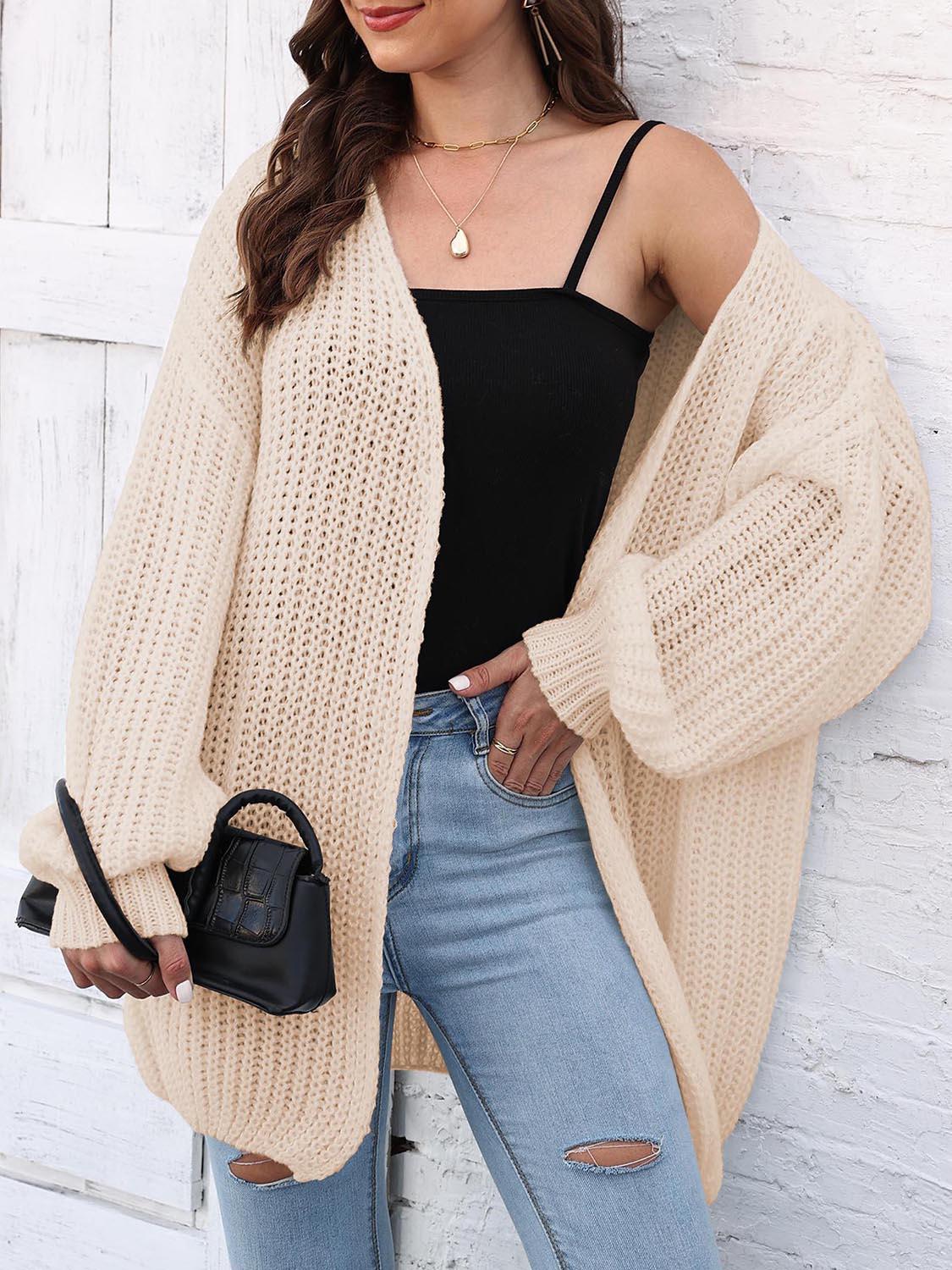 Open Front Dropped Shoulder Longline Cardigan Carauana Store