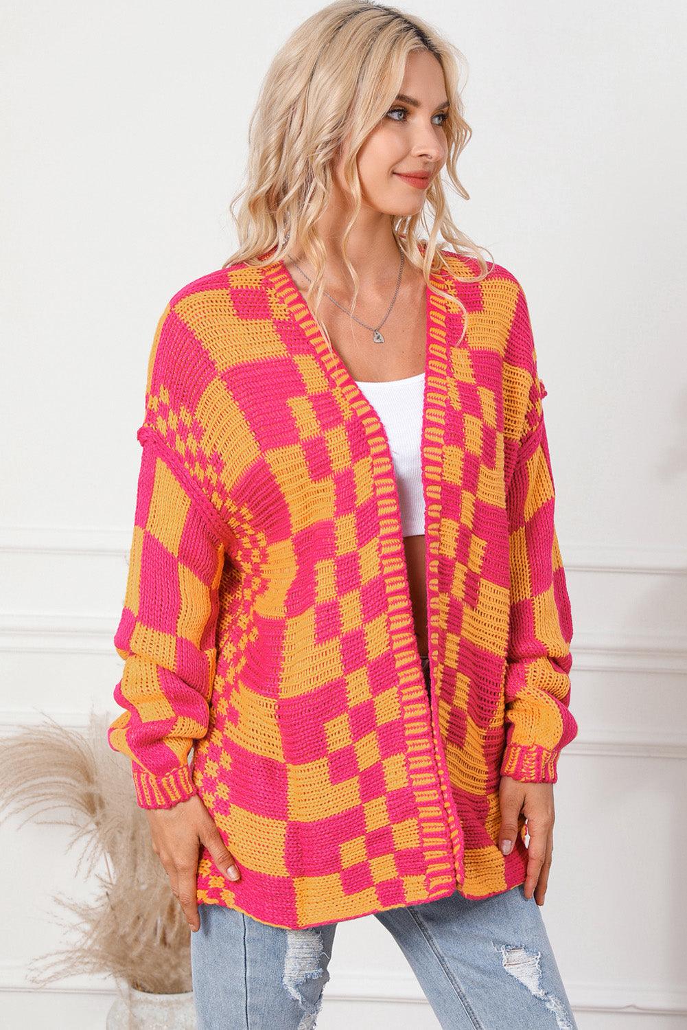 Contrast Exposed Seam Open Front Cardigan Carauana Store