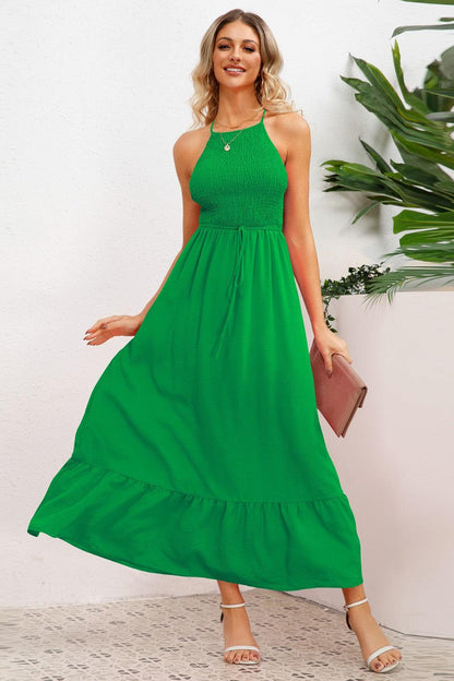 Smocked Crisscross Spaghetti Strap Dress Carauana Store