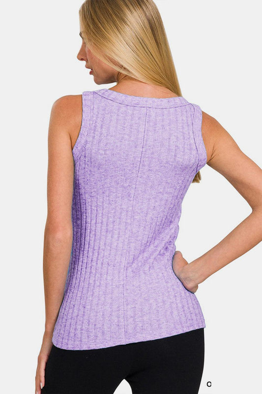 Zenana Ribbed Round Neck Tank Carauana Store