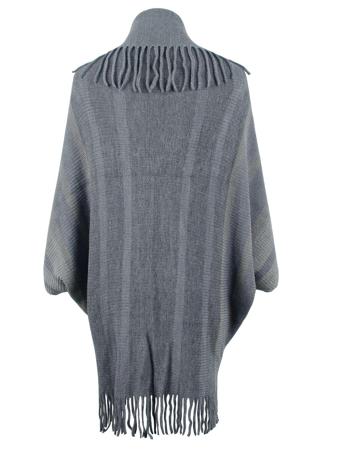 Fringe Detail Open Front Poncho Carauana Store