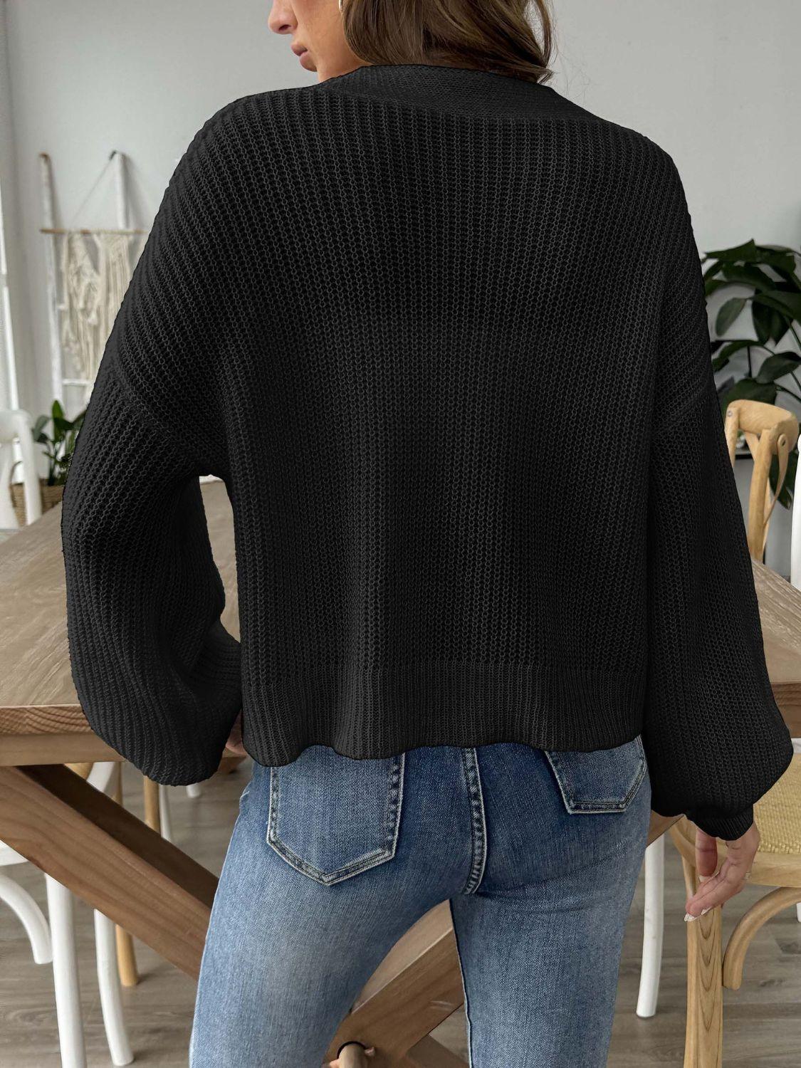 Heart Button Down V-Neck Long Sleeve Cardigan Carauana Store