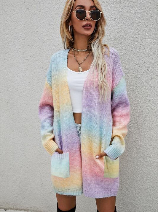 Angel Wings Full Size Pocketed Open Front Gradient Cardigan Carauana Store