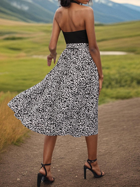 Leopard Halter Neck Midi Dress Carauana Store