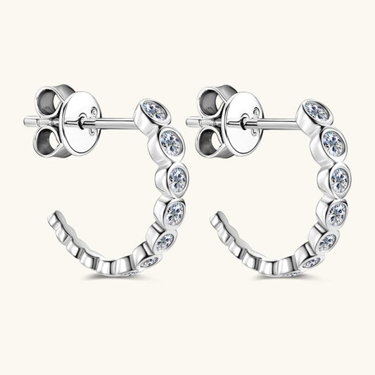 Inlaid Moissanite 925 Sterling Silver C-Hoop Earrings Carauana Store
