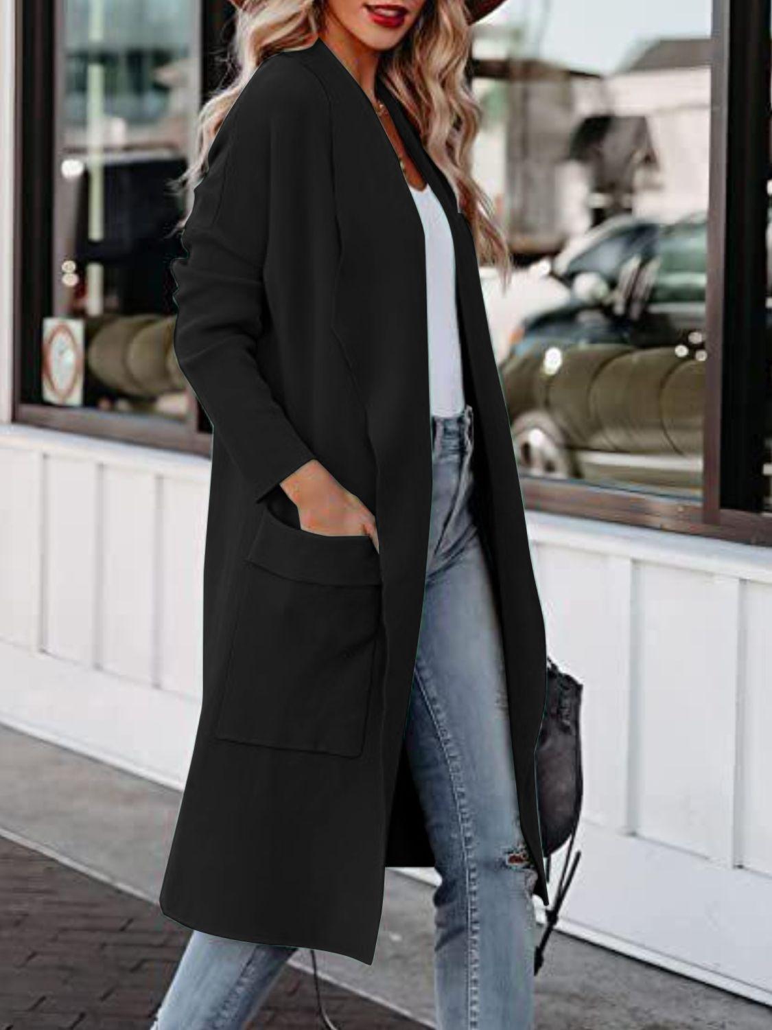 Open Front Dropped Shoulder Outerwear Carauana Store