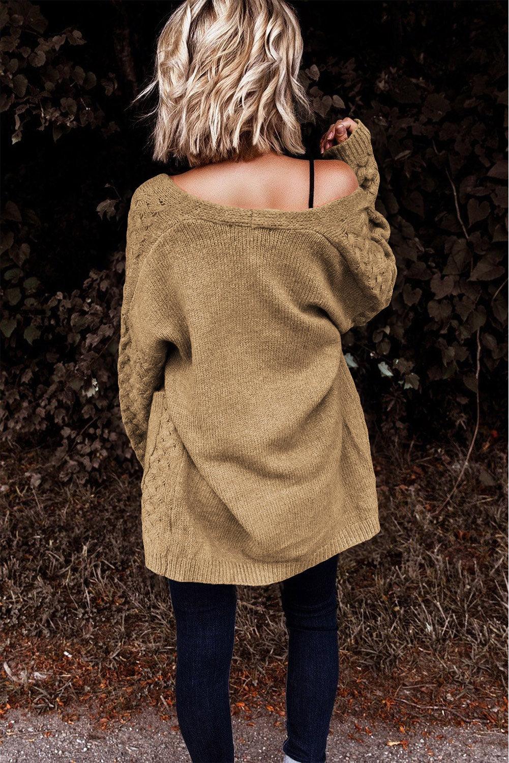 Open Front Dropped Shoulder Cardigan with Pockets Carauana Store