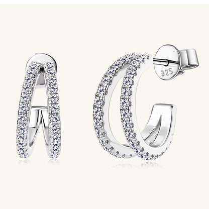 Moissanite 925 Sterling Silver C-Hoop Earrings Carauana Store