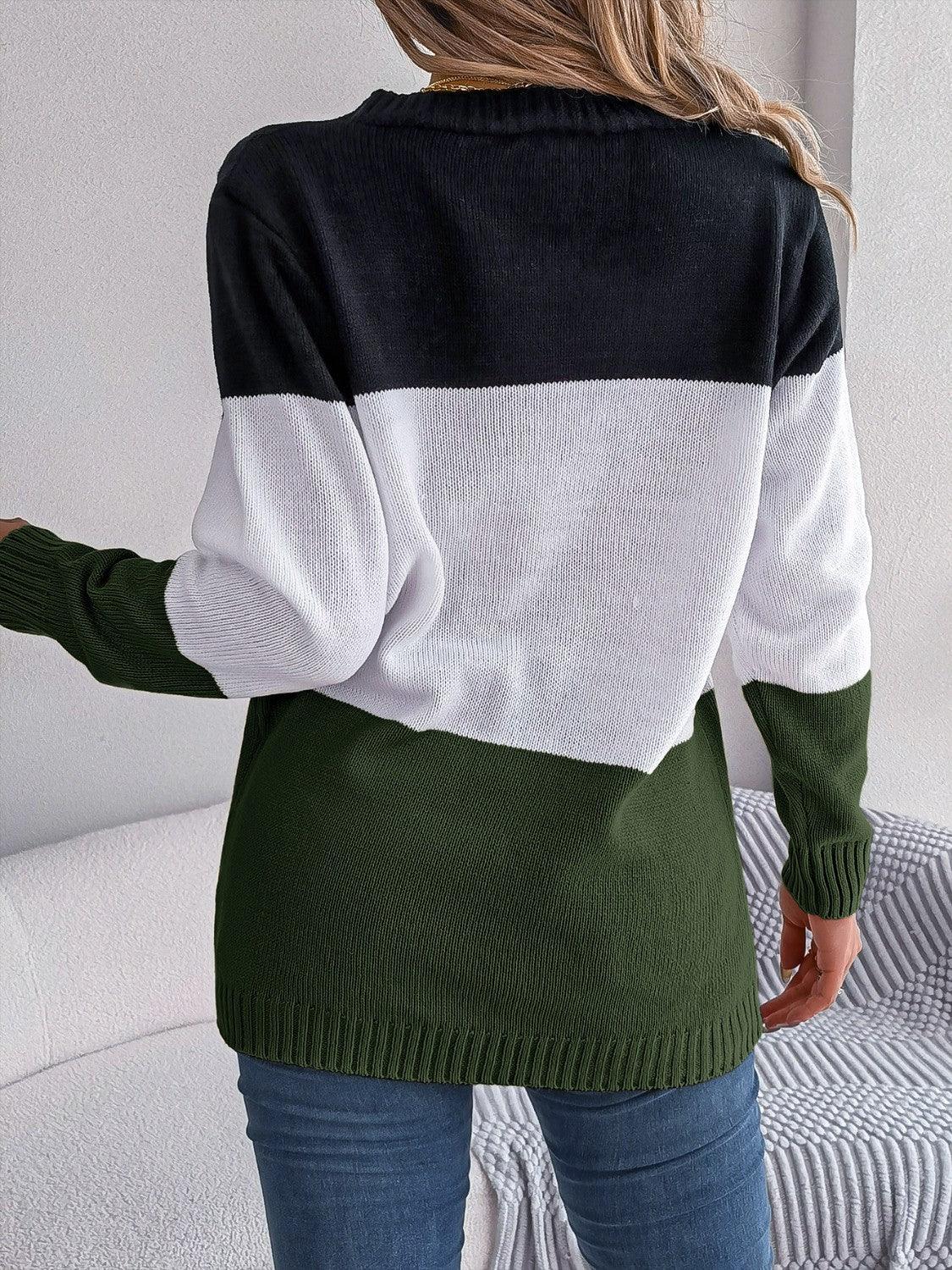Cable-Knit Striped Button Up Cardigan Carauana Store