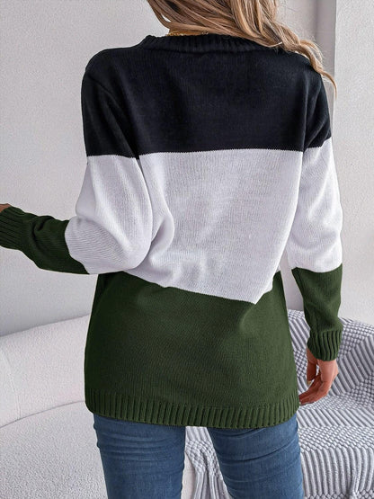 Cable-Knit Striped Button Up Cardigan Carauana Store