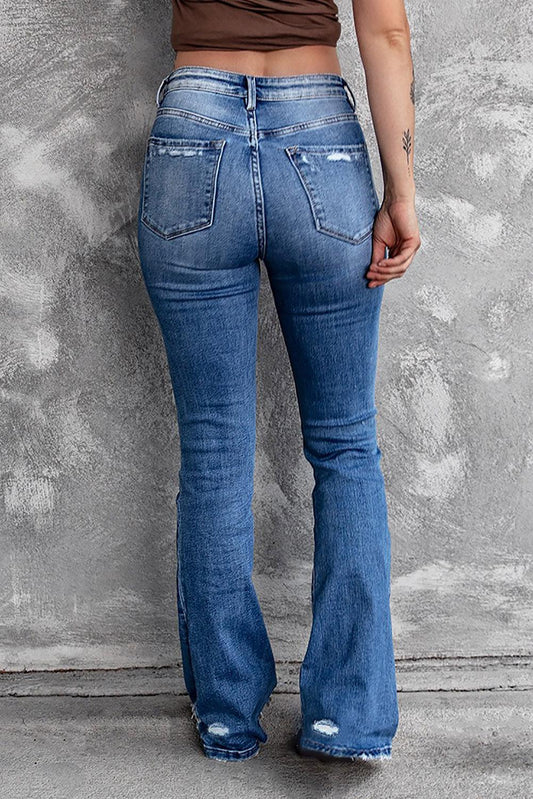 Sequin Bow Distressed Bootcut Jeans Carauana Store