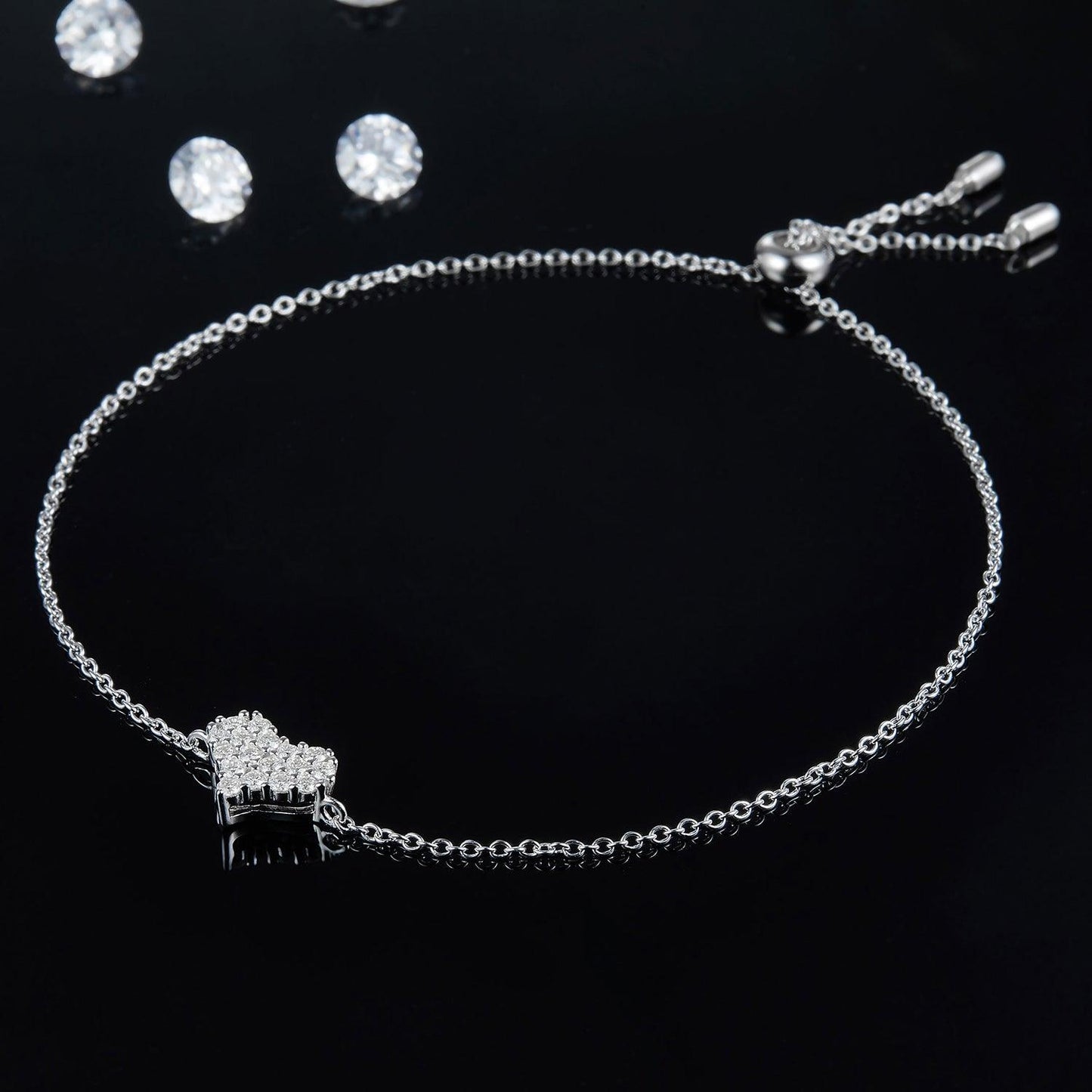 Moissanite 925 Sterling Silver Heart Bracelet Carauana Store