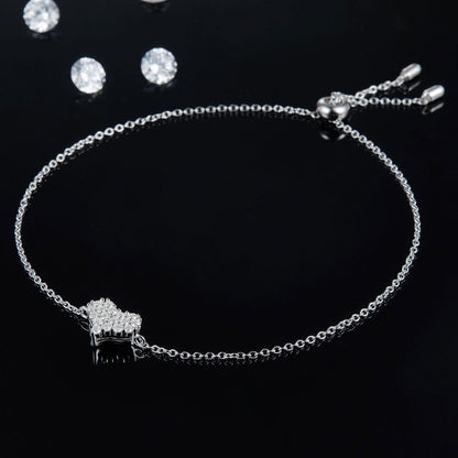 Moissanite 925 Sterling Silver Heart Bracelet Carauana Store