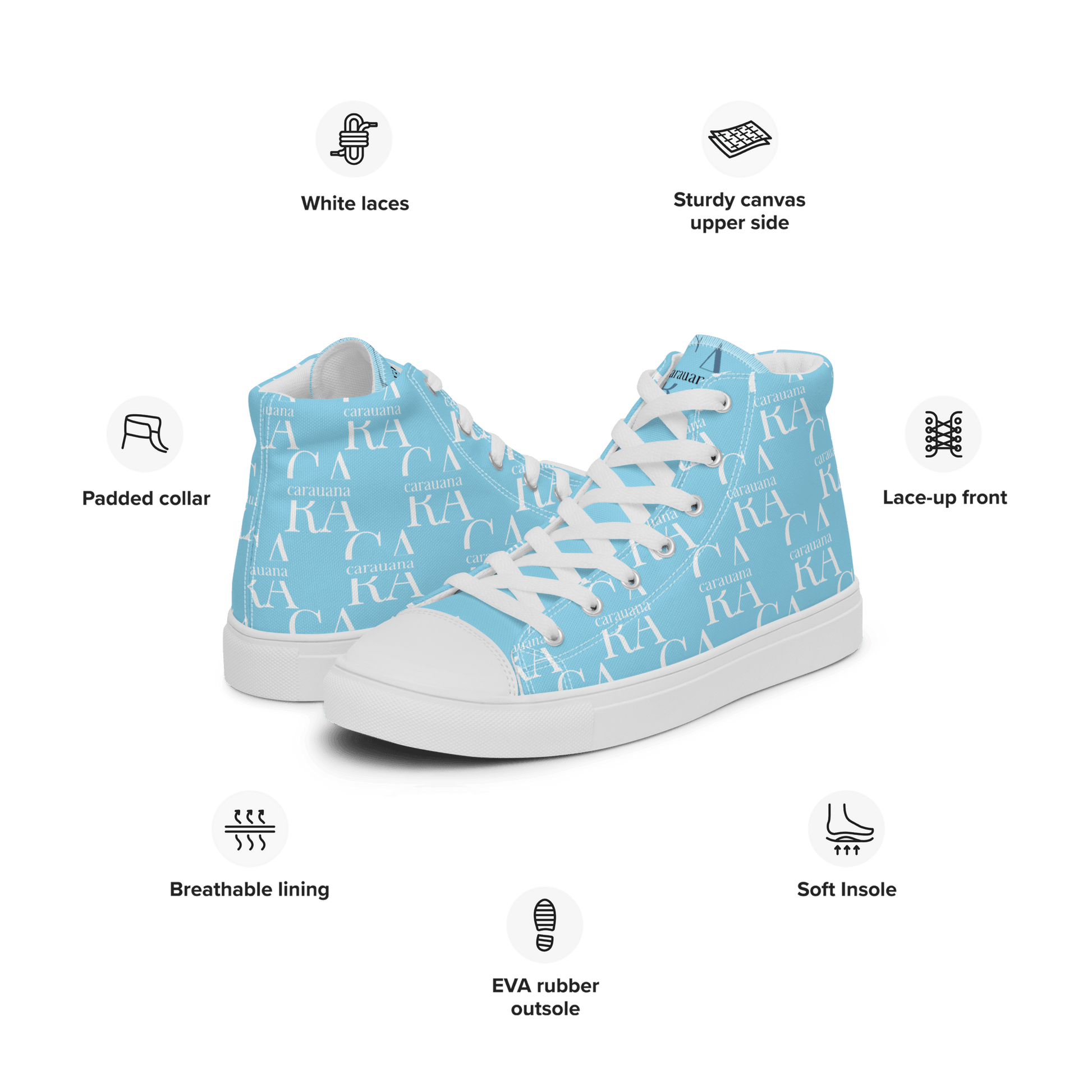 CARAUANA Hip Hop canvas shoes sky blue Branded